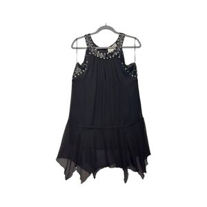 Hannah Jo Silk studded sequin embellished Sleeveless Top L Whimsigoth Grunge